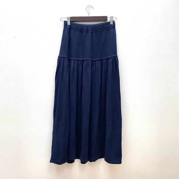 Vintage - Dark Blue Wool Blend Skirt - Picture 1 of 4